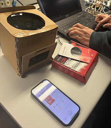 Then we got it working again with all the data showing up but then we saw that something was off, that the stove sensor temperature had dropped even though the heated coaster is still on and that shouldn't be happening. So to get the data showing up again I checked to make sure all the messages being received by ProtoPie were correct and that the sensors were still connected properly to the arduino. It ended up being a wire issue that was easily resolved and when we reopened the Protopie the data was showing up again.  