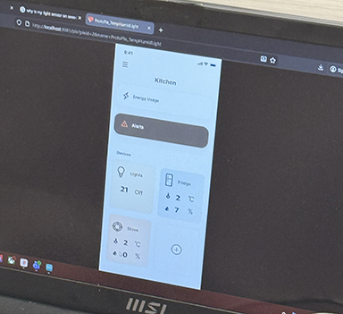 So I thought to resolve the data being cut off I would try using the same text from the original working prototype which was working for the light sensor data if it only stayed at two digits and was not working for the forge or the stove. So I thought it could be a special issue which was confusing me because it is project 2 and when we use the original design the data would show up fully but it would overlap with the other text and I needed to figure out why the other half was not being seen in the new design. The light sensor was acting up and when it was sensing light it was showing low numbers or zero and when it wasn't sensing light it was showing high numbers which we also had to fix.      